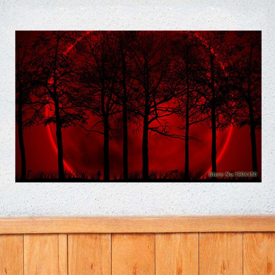 

Unframed Canvas Painting Black Tree Scenery Picture HD Print Artwork Poster for Living Room Home Decoration