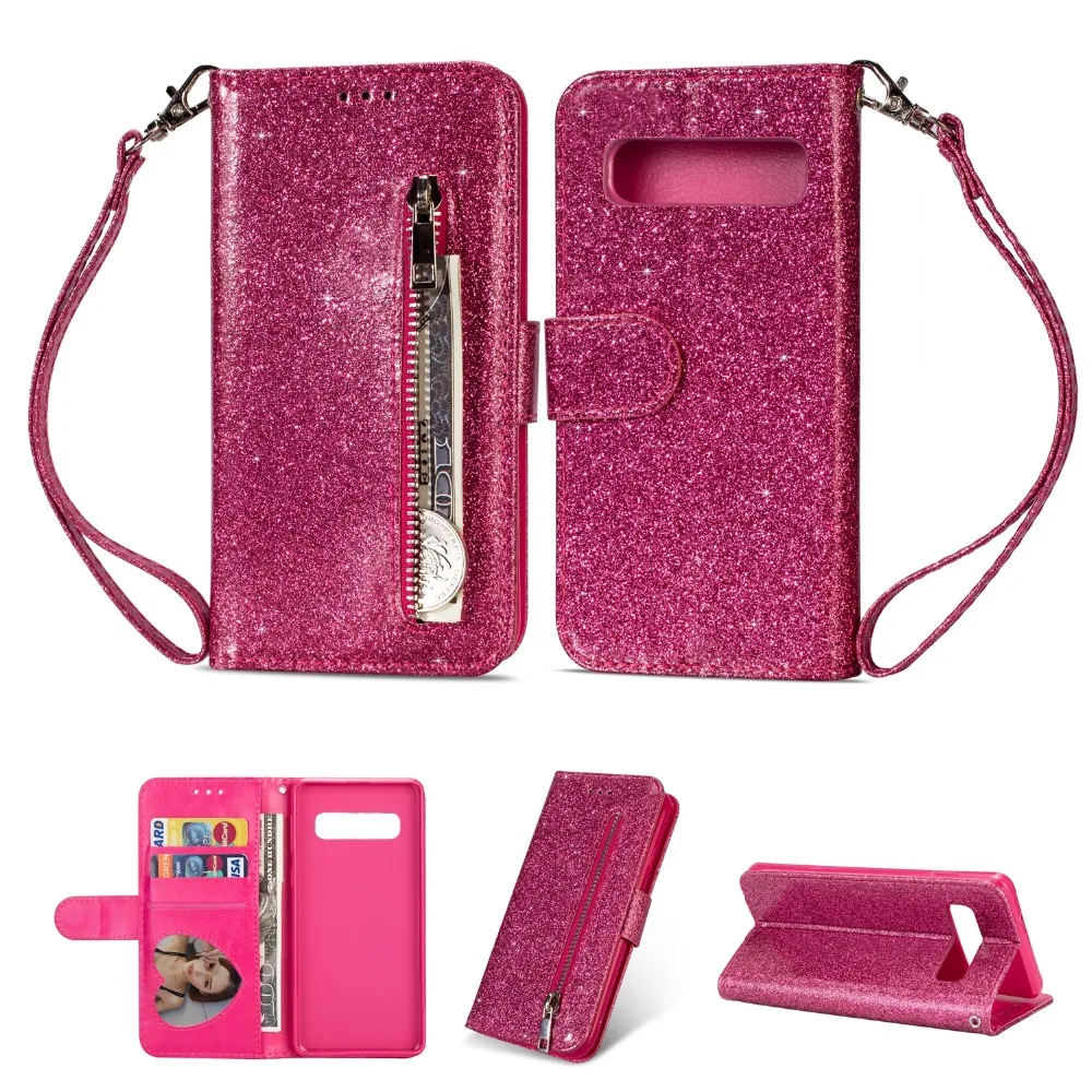 

Haissky Bling Glitter Case For Samsung Galaxy S10 S10 Plus Zipper Wallet Case for Samsung S10 Lite Flip Leather Cover
