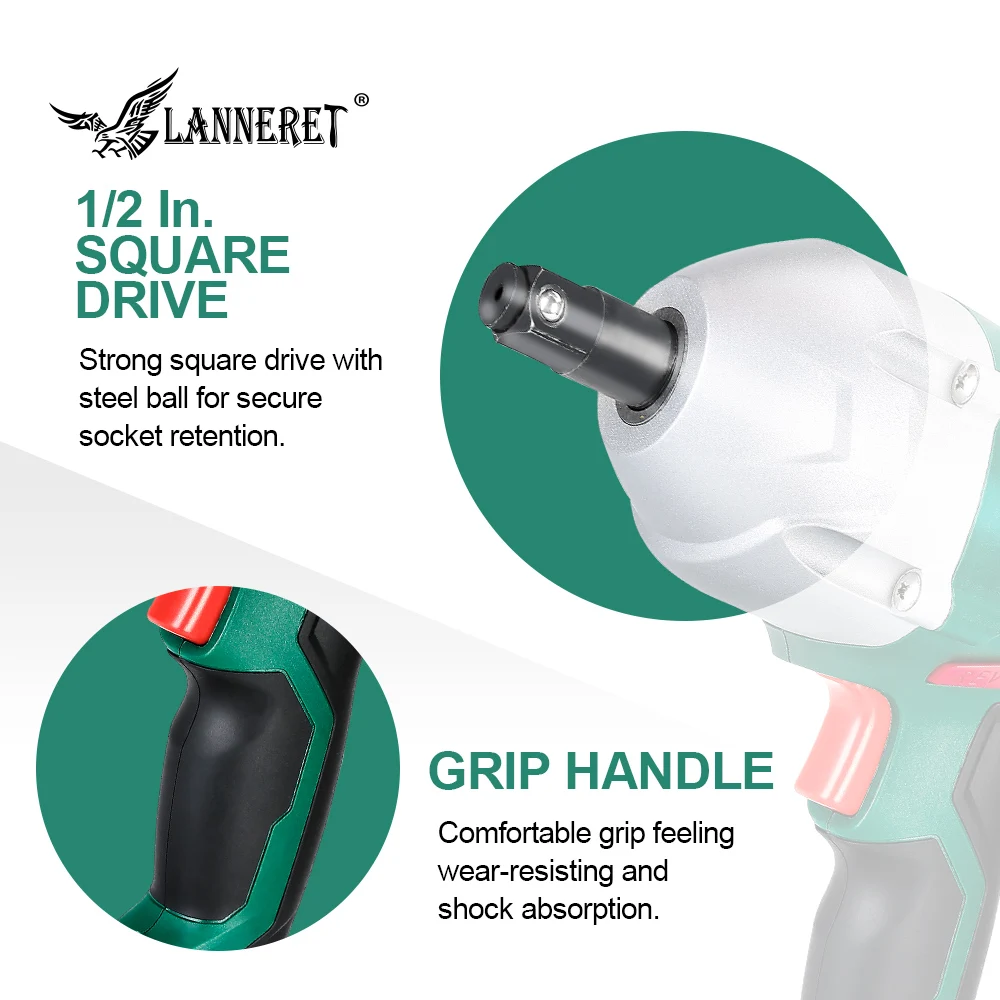 LANNERET 12v Car Electric Wrench 80W Impact Wrench Electric Tire Repair Tool Torque Adjustable LED Plate with 2pc Double Sleeve LANNERET 12v Car Electric Wrench 80W Impact Wrench Electric Tire Repair Tool Torque Adjustable LED Plate with 2pc Double Sleeve
