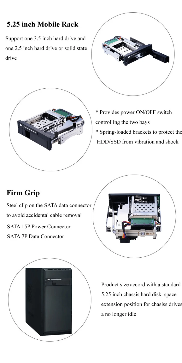 ST7221 5.25 дюйма SATA Multi-функция корпус 2.5 HDD/SSD Дело и 3.5 HDD кронштейн горячей замены внутренний HDD mobile rack