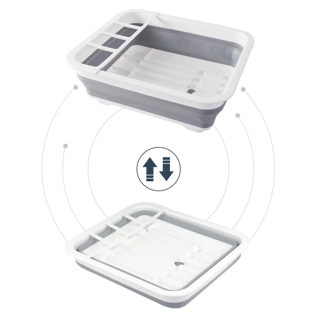 

Organizer Sink Design Drain Hole Kitchen Portable Drying Practical Bowl Storage TPR Tableware Foldable Home Utensil Dish Rack