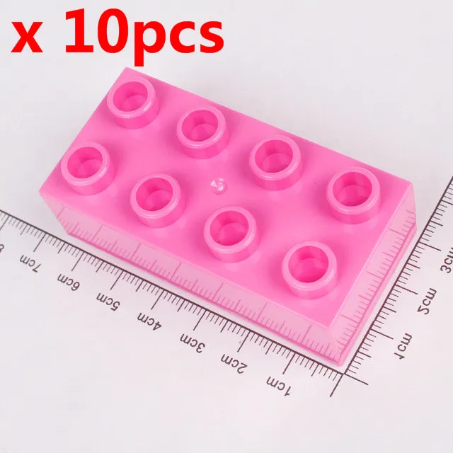 10 шт. Diy 2X4dots толстые кирпичи крупные частицы Duploe аксессуары строительные блоки дублированные игрушки для детей подарок - Цвет: Diy-R504-16x10pcs
