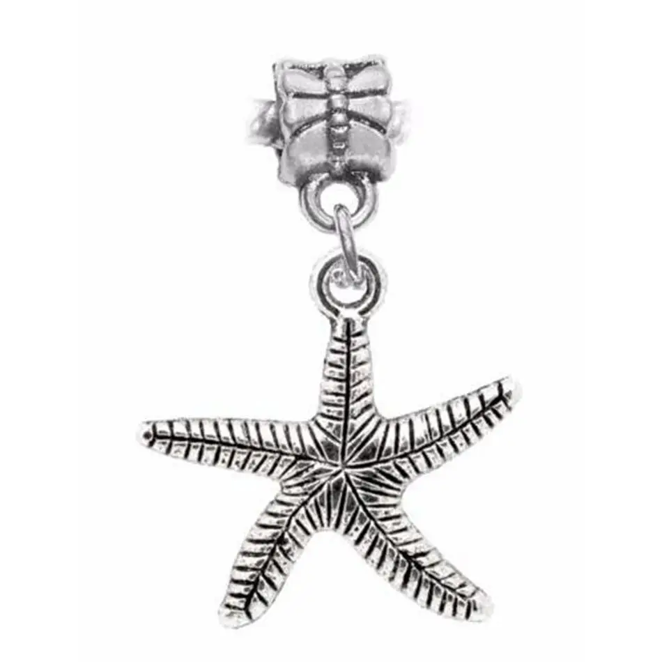 

200pcs Ancient silver Starfish Sea Life Seashell Beach Shell Ocean Pendants Charms European Bracelet 36 mm x 25 mm A12327