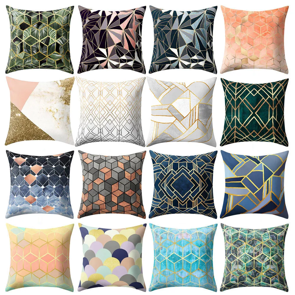 

Geometric Patterns Simple Cushion Cover Cotton Linen Square Pillowcase Soft Sofa Car Pillowcase Home Decoratio