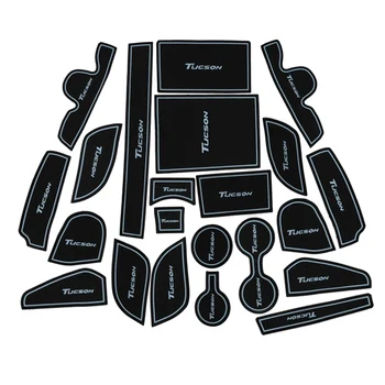 

22pcs Car cup holder mat Trunk storage box mat dustproof door slot box For Tucson 2015 2016 2017 2018 car styling accessories