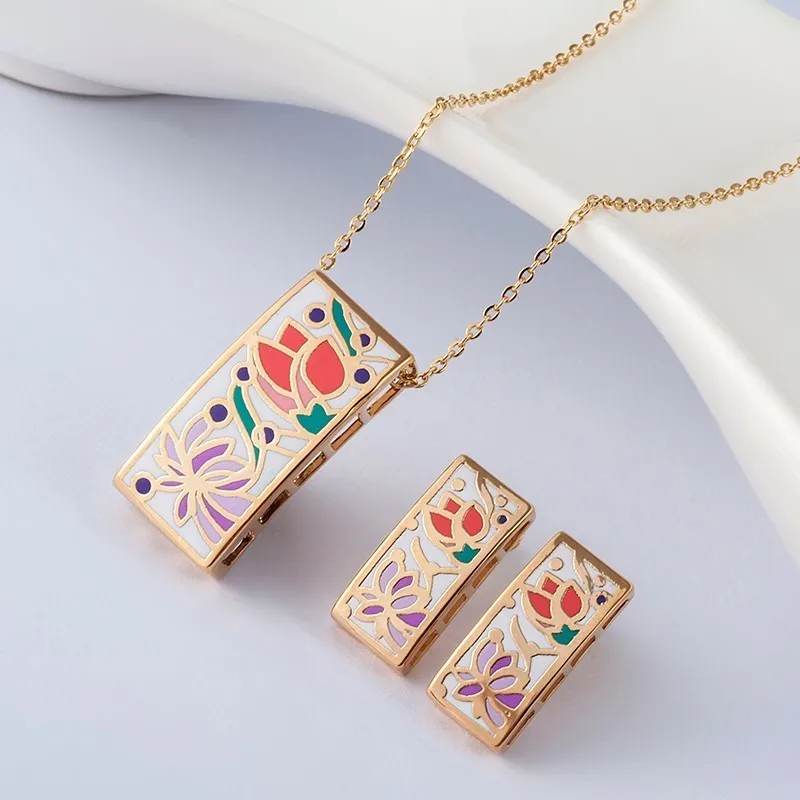 

R&X Gift Sets Fine Costume Joias Ouro Bridal Fashion woman Jewelry Sets Engagement Jewelry Necklace/earrings Heart Sieraden
