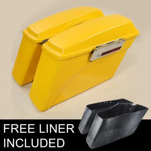 

Motorcycle Yellow Hard Saddlebags Saddle Bag For Harley Touring Road King Road Glide Street Glide Electra Glide 1994-2013