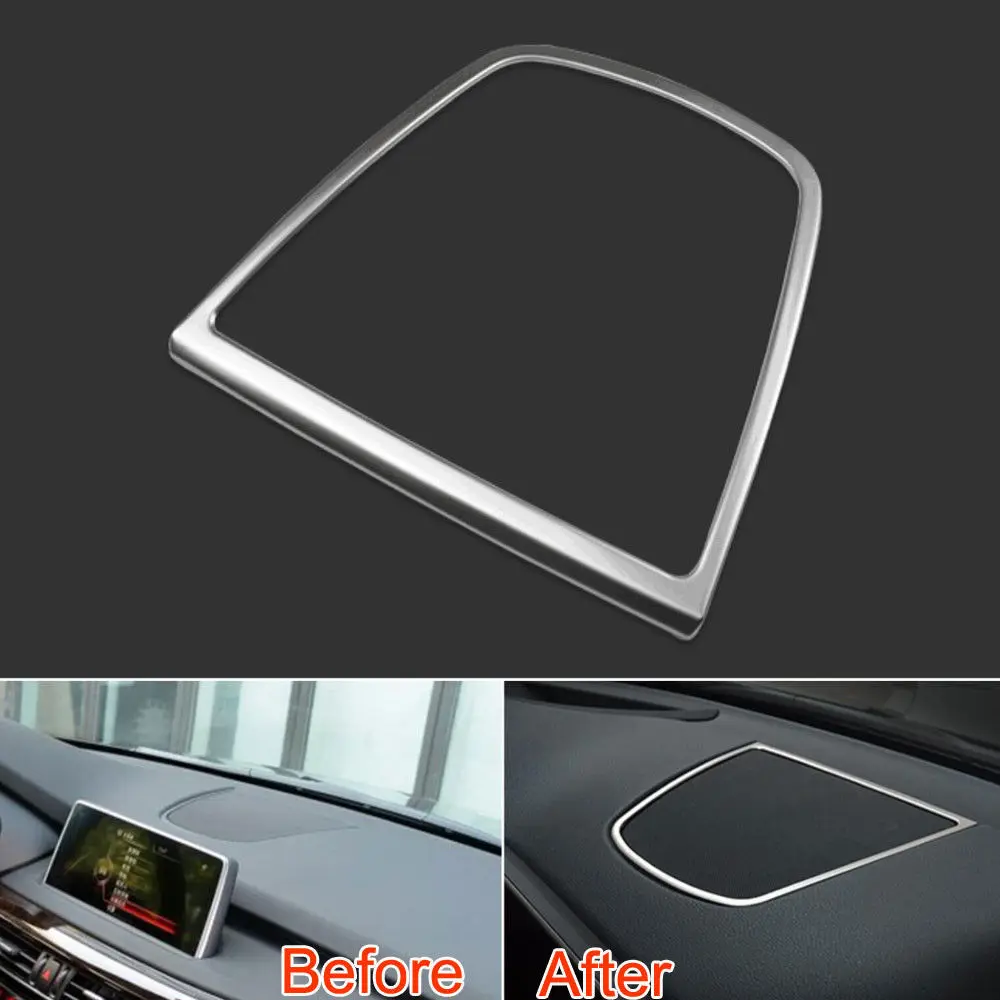 

Автомобильный интерьер из нержавеющей стали Серебряная приборная панель консоль Средний динамик аудио крышка отделка Подходит для BMW X5 X6 F15 F16 автомобильный аксессуар для стайлинга