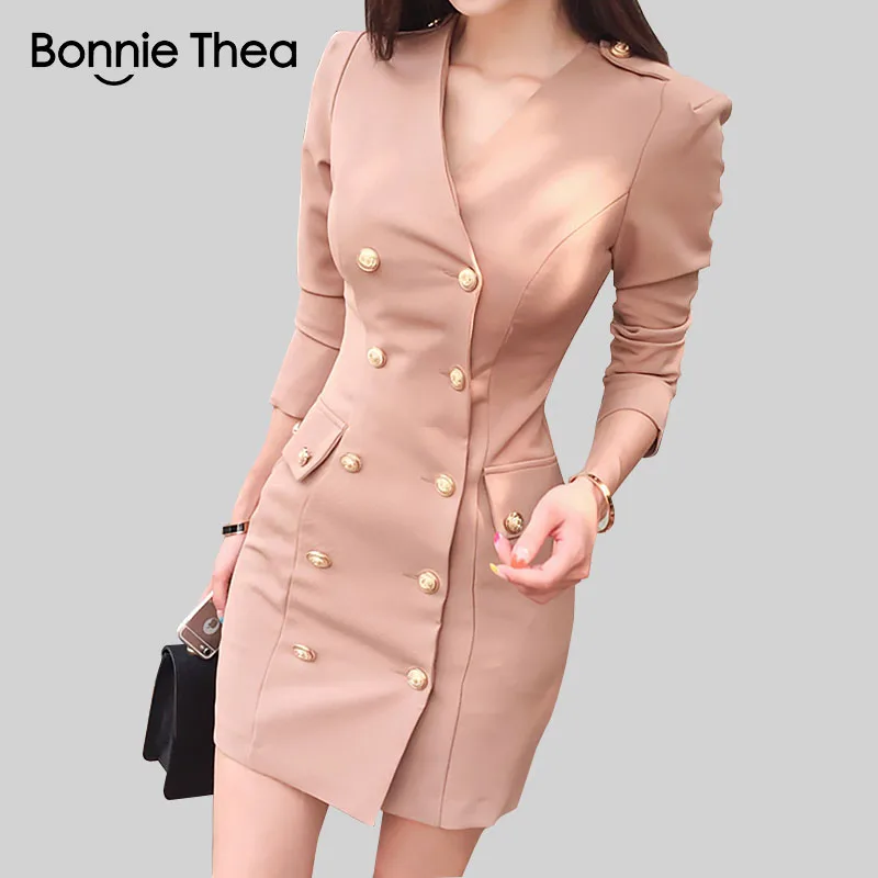Женское облегающее платье Bonnie Thea Осеннее женское Короткое мини платья офисные