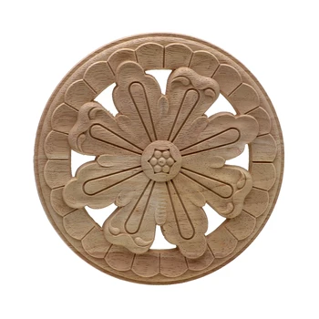 

RUNBAZEF Vintage Flower Wood Carved Unpainted Wood Oak Carved Applique Plaques Furniture Home Decor Decoration Maison