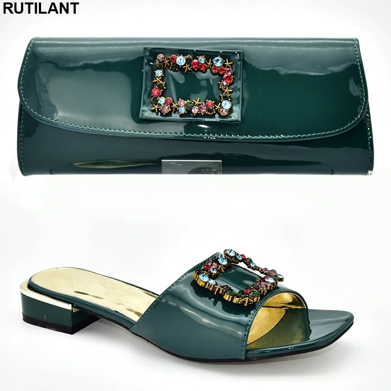 

Italian Shoes with Matching Bags Latest Design African Shoe and Bag Set Decorated with Rhinestone Ladies Shoes High Heels Party