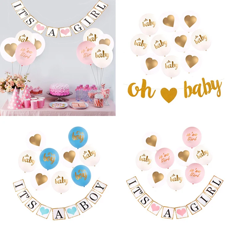 QIFU Baby Shower мальчик девочка его Девочка Синий Розовый воздушные шары для украшения вечеринок первый день рождения пол раскрыть BabyShower вечерние принадлежности