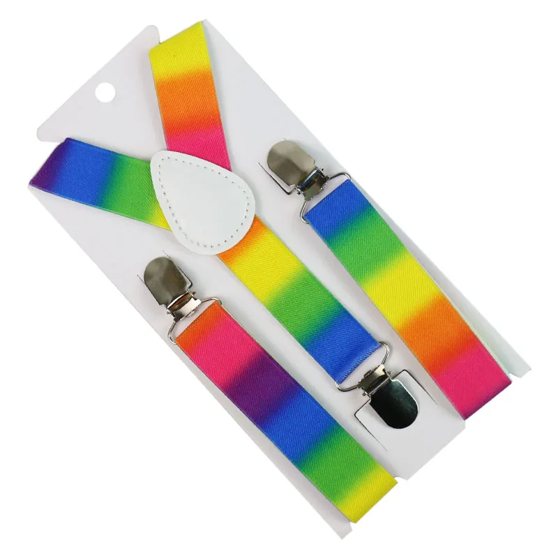 Winfox Fashion Toddlers Rainbow Stripes Style Suspenders Boys Girls Kids Children Elastic Y-Back Party Suspender