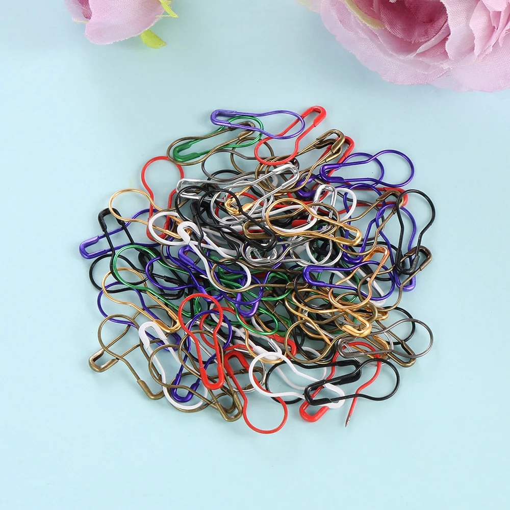 

100pcs/lot Stitch Cross Crochet Tool Needle Clip Knitting Craft Copper Knitting Markers Locking Gourd Shape Safety Pins Metal