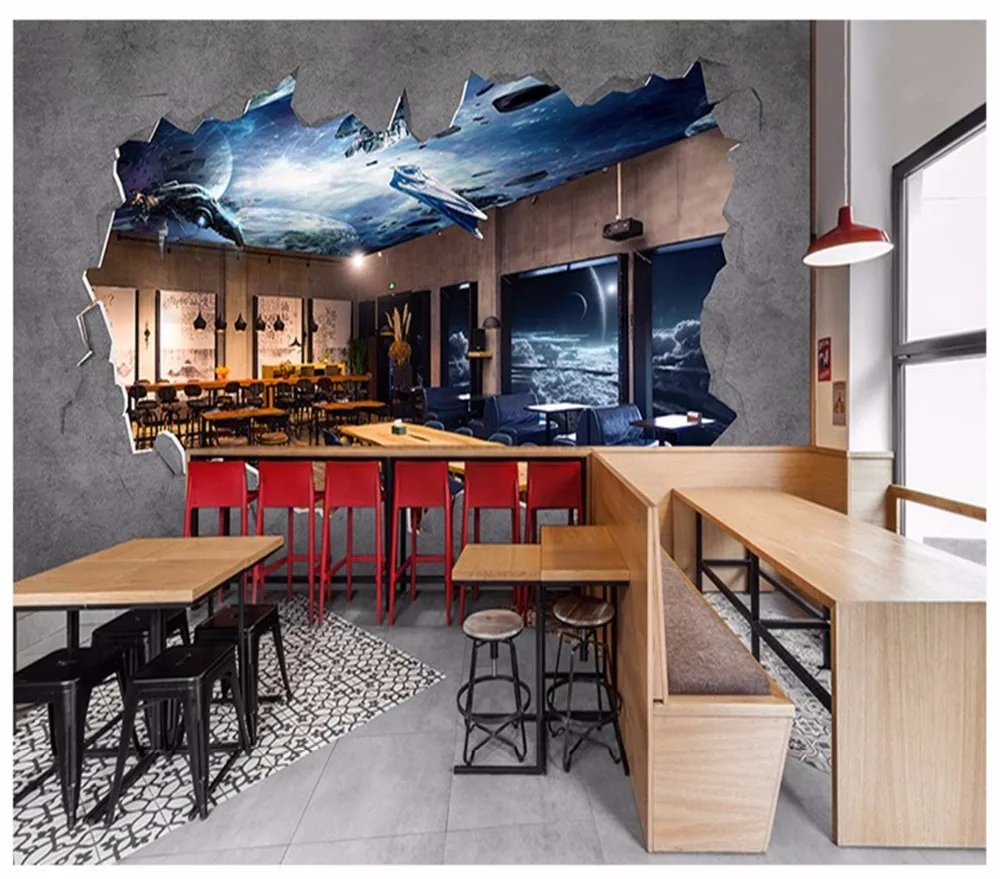 

3d wallpaper Wall-papers creative universe star burst wall children's sofa 3d mural home decoration pictures can wallpaper