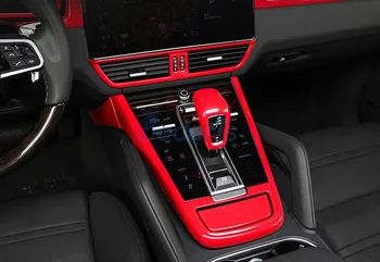 

Interior Front Gear Box Storage Box Cover AC Outlet Vent Panel Red Color Car Styling For Porsche Cayenne 2018 2019 Accessories