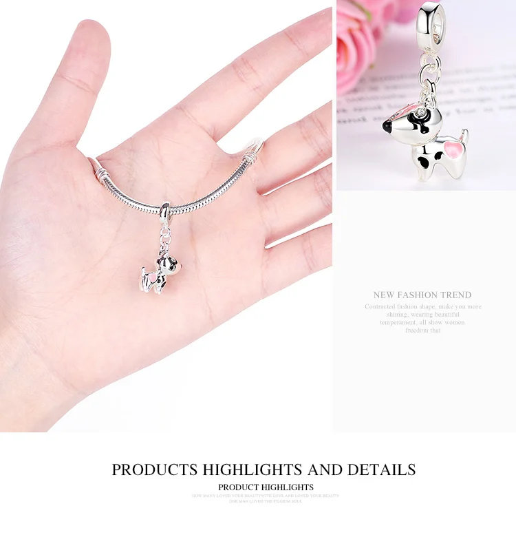 New Arrival Cute Dog Pet Charm Dangle Fit Original Bracelet Pendant Fashion Silver color DIY Jewelry Making