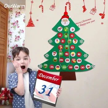 

OurWarm Felt Christmas Tree Advent Calendar 95cm*80cm Home Decoration Countdown DIY Santa Claus Children's Gifts