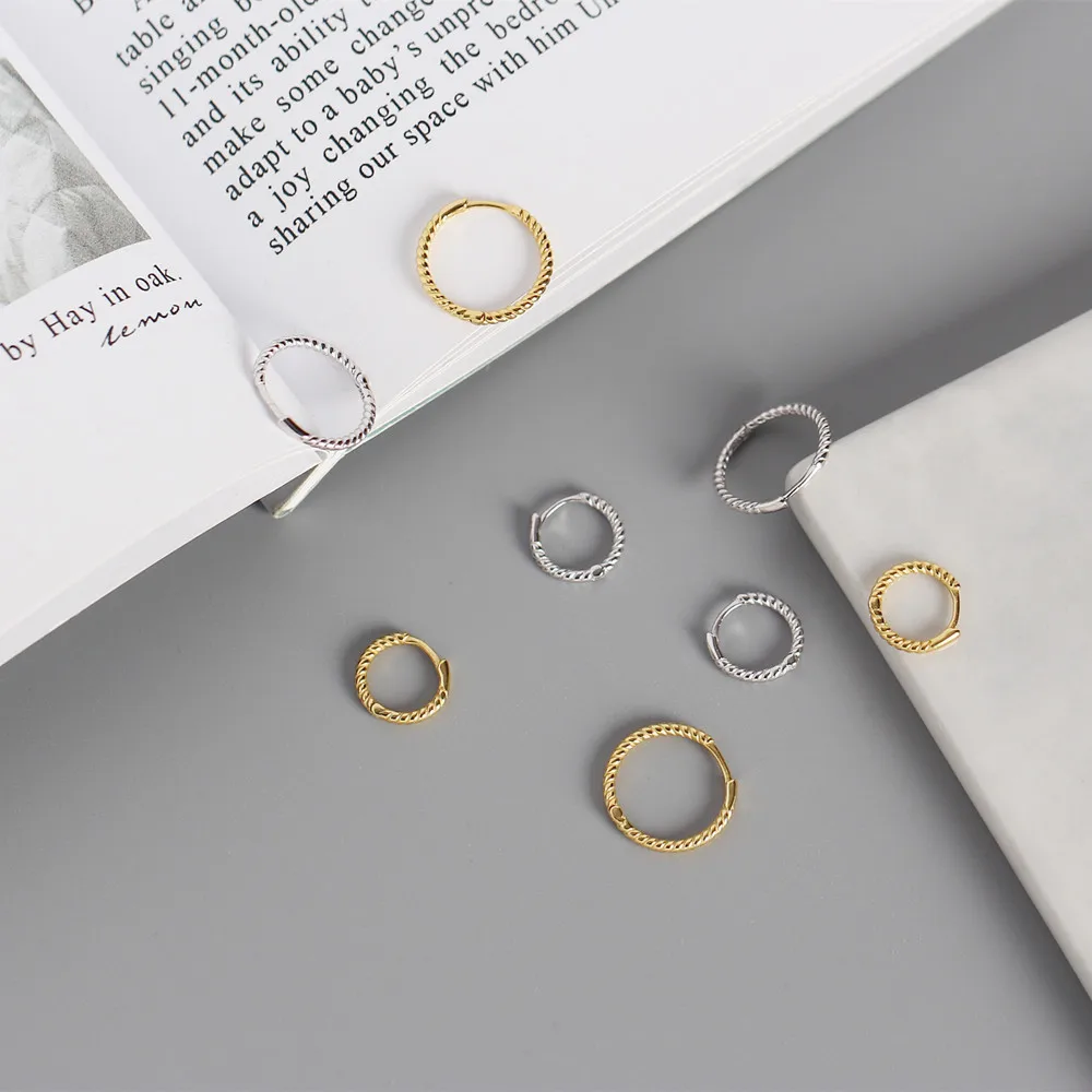 Стерлинговое Серебро 925 пробы скрученные маленькие серьги-кольца для женщин аксессуары brincos, круг цвет золотой обручи серьги ювелирные изделия