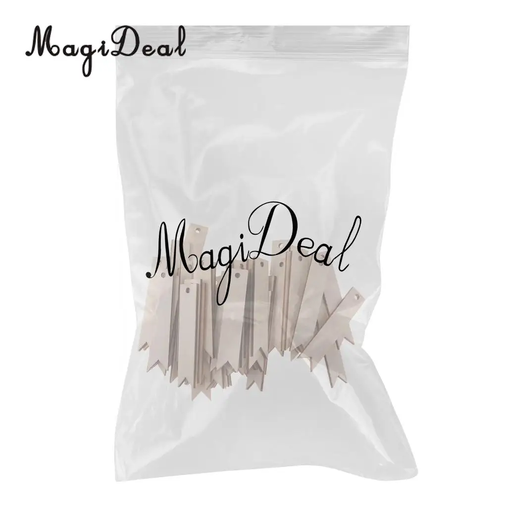 MagiDeal Rectangle Style 100Pcs Wooden Tags Hanging Decoration for Wedding Embellishments Scrap Booking Plaques DIY Craft Favors