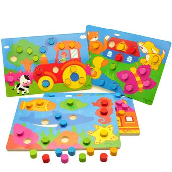 

100% Genuine Cartoon Wooden Early Learning Educational Toy Tangram Jigsaw Board Kid Wood Puzzle for Children Xmas Gift
