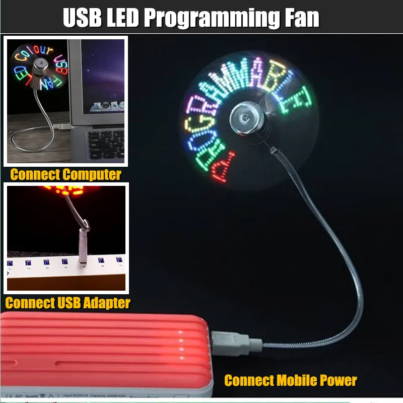 Diy Usb Led Light Flash Self Program Fan Editar e Exibir Letras Coloridas Símbolo Número Saudações Slogan Fan para pc e Mobile Power - Imagem 5