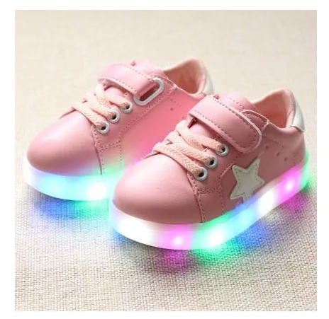Обувь для девочек; детская модная удобная обувь для отдыха; сезон осень; яркая корзина со светодиодами для мальчиков; 7 цветов; Светящиеся кроссовки; детская обувь; светильник; 5 - Цвет: Pink