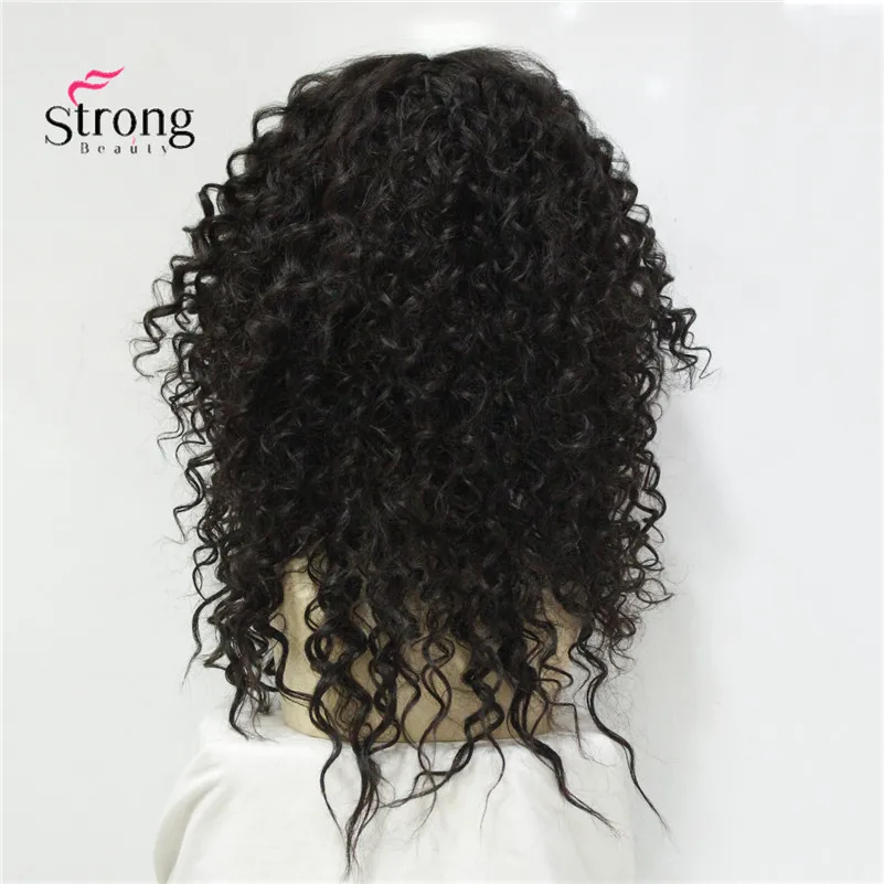 H-WG931 4# Long Spiral Curls Dark Brown High Heat Full Synthetic Wigs with Bangs(3)