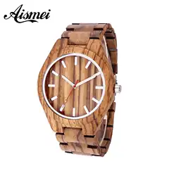 2018 Aismei Новый Зебра деревянные часы для мужчин деревянные кварцевые наручные часы для отдыха бизнес все дерево часы мужской подарок relogio