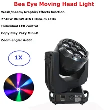 Dj Decorations Bee Eye Moving Head 7X40W RGBW 4IN1 LED Moving Head Light Wash Beam Zoom Effect Light Wedding Holiday Dj Light tiptop compacted size 200w rgbw zoom led studio light no flicker high frequency 2000hz silent working barndoor beam dimmer curve