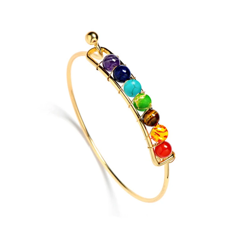 

CUTEECO Fashion Boho Charm Bangles Natural Stones Beads Bracelet 7 Chakra Healing Balance Bracelets & Bangles Jewelry
