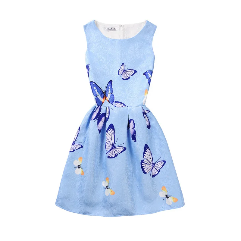 Популярное летнее платье «Эльза»; платья для девочек; праздничное платье для девочек; vestidos; Платье с принтом бабочки для подростков; одежда для маленьких девочек; костюм