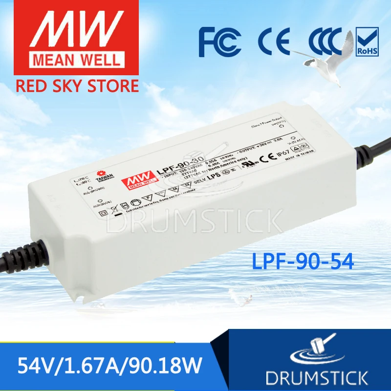 

MEAN WELL LPF-90-54 54V 1.67A meanwell LPF-90 54V 90.18W Single Output LED Switching Power Supply