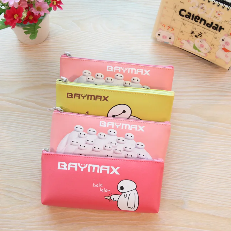 Baymax пенал Hello, большой, Белый, карамельный цвет, пенал для карандашей, Канцелярский держатель, ПУ каваи, школьный пенал, держатель для мелочей, мини-сумка