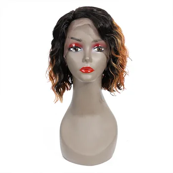 

[Bestsojoy] Curly 8"-14" M Remy Lace Front Human Hair Wigs Ombre 1b/30 13x4 Brazilian Bob Lace Frontal Wig 150 Density