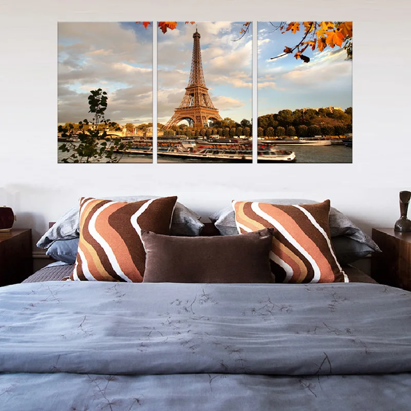 3 шт./компл. Картина на холсте с изображением Эйфелевой башни осень Современная