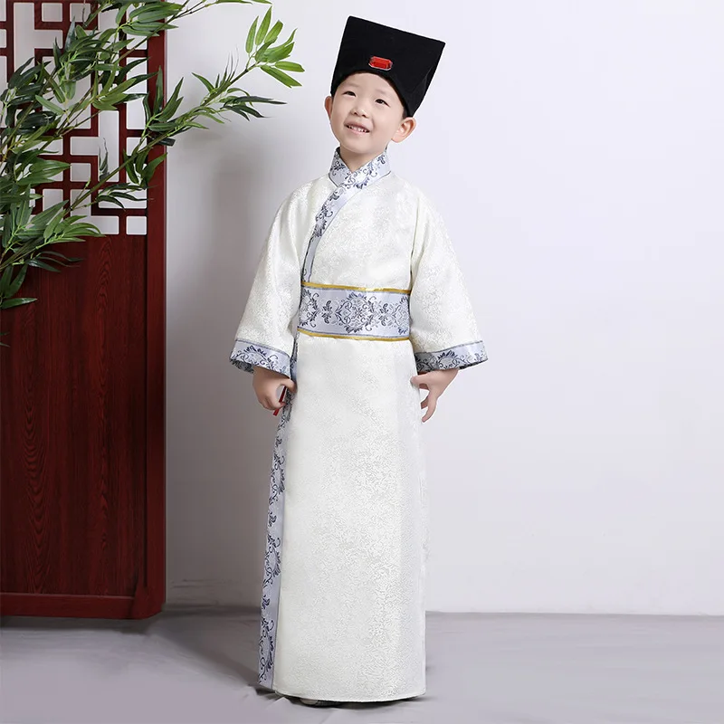 Древний школьный халат Традиционный китайский hanfu для маленьких мальчиков одежда для косплея винтажный детский сценический костюм