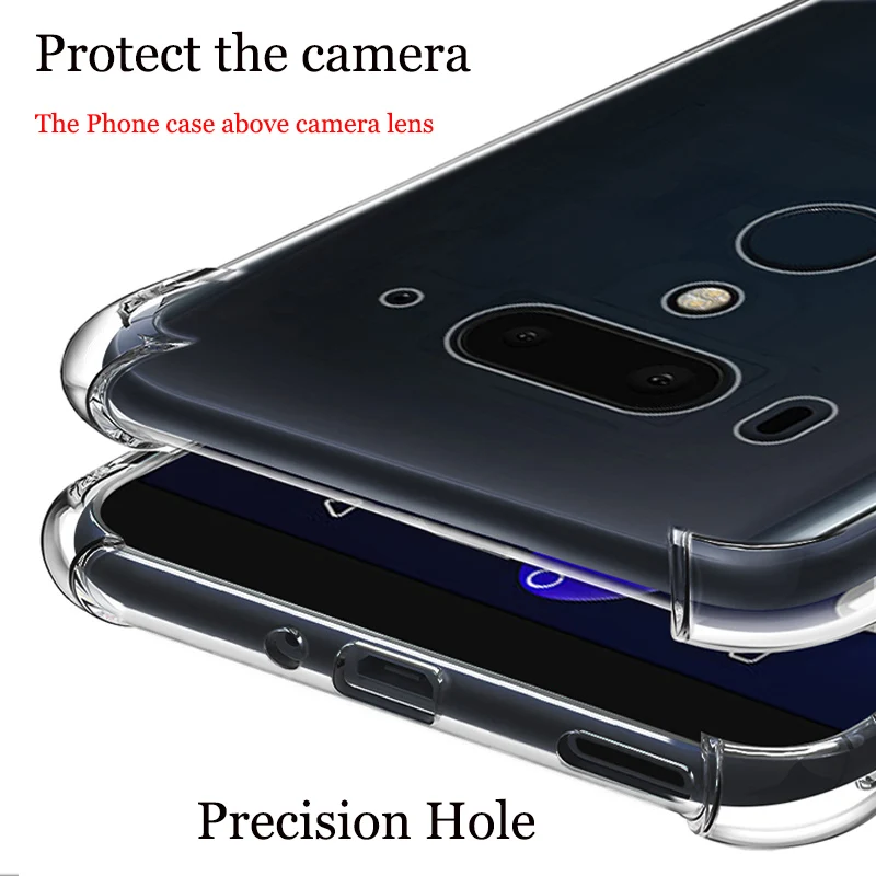Для htc U12 Plus прозрачный чехол+ закаленное стекло Мягкий ТПУ гелевый защитный силиконовый прозрачный чехол