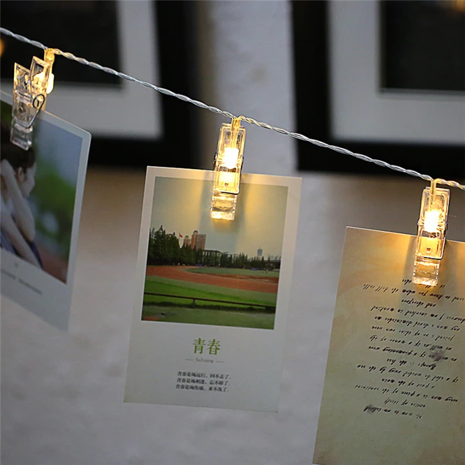 10sets 1.5m LED DIY Garland Card Photo Clip String lamp Battery Operated Fairy Light Christmas Wedding Home Luminaria Decoration