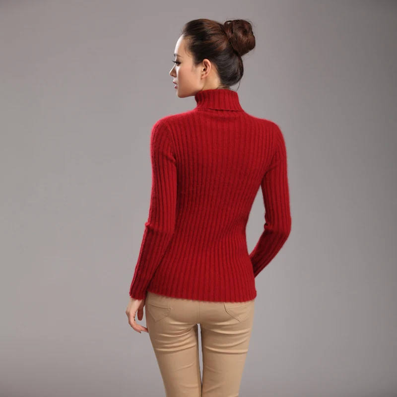 Зимний модный супер теплый свитер кашемир с норкой женский свитер с высоким воротом и пуловеры женский эластичный тонкий базовый свитер