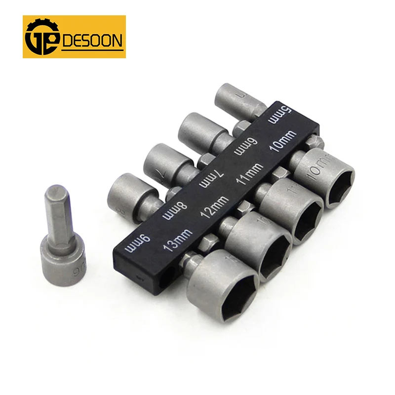 

DESOON 9Pcs 5-13mm Power Nut Driver Drill Bit Hex Shank Metric Socket Wrench Screw Drill Bit Set For Screws Hooks Bolt Heads