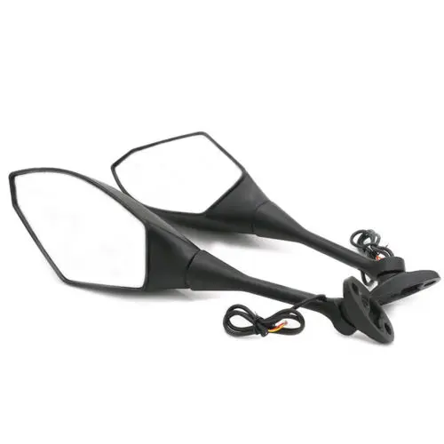  Pair Motorcycle Rear View Side Mirrors LED Amber Turn Signals Light Indicator Mirrors For Suzuki GS - 32853574404