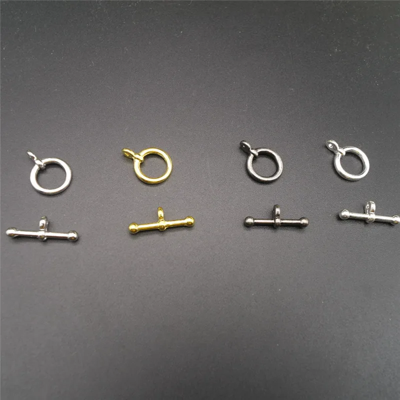 

10set/lot Alloy Metal Toggle Clasps For Necklaces 12*20mm Gold Silver Color End Connectors Hooks DIY Jewelry Making Findings