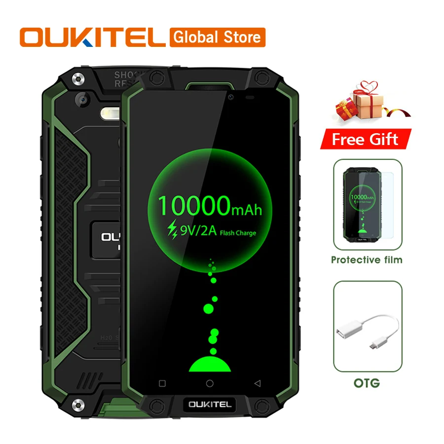 

Oukitel K10000 Max IP68 Waterproof Dustproof Shockproof Mobile Phone Android 7.0 MT6753 Octa Core 3GB RAM 32GB ROM 5.5" 10000mAh