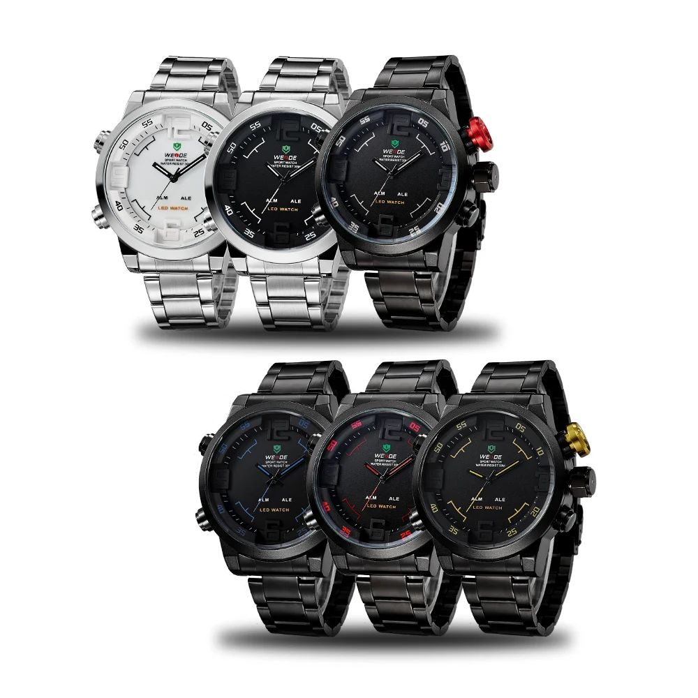 WEIDE мужские часы лучший бренд сигнализации роскошь Водонепроницаемый LED
