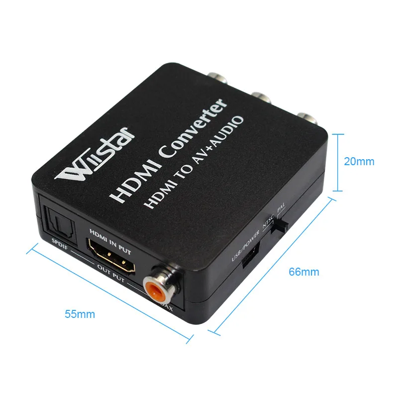 Wiistar HDMI в AV+ Опора аудио конвертера SPDIF и коаксиальный аудио выходы NTSC PAL Лучшее решение VX8812