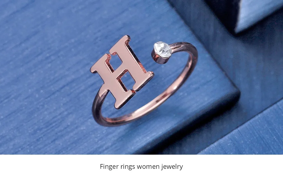 Duoying обручальное кольцо с цирконием, кольца на палец для женщин, ювелирный камень, открытые кольца, персонализированный алфавит, женский подарок Vanlentine