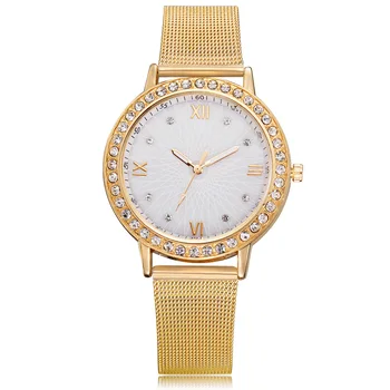 

Fashion Transparent Rhinestone Ladies Stainless Steel Mesh Watch Classic Ladies Watch Mama Girlfriend Gift