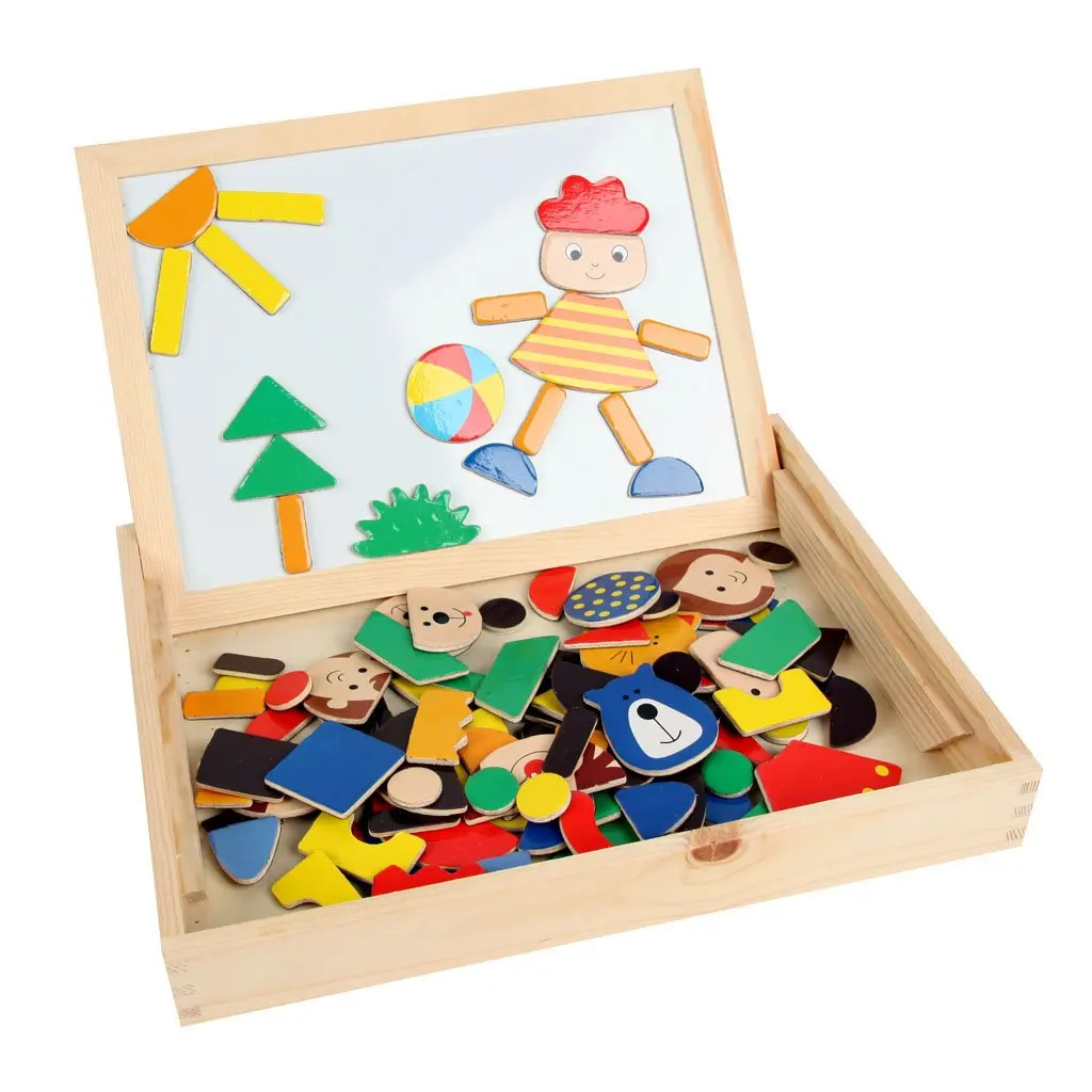 

Cartoon Blocks with a box Drawing board Magnetic Toy Creativity