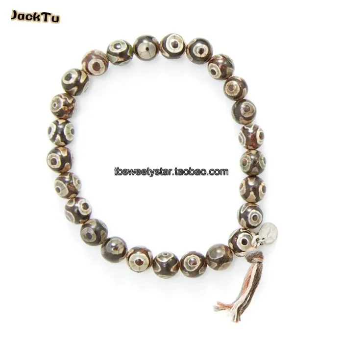 

8mm brown beads beaded mens elastic bracelet